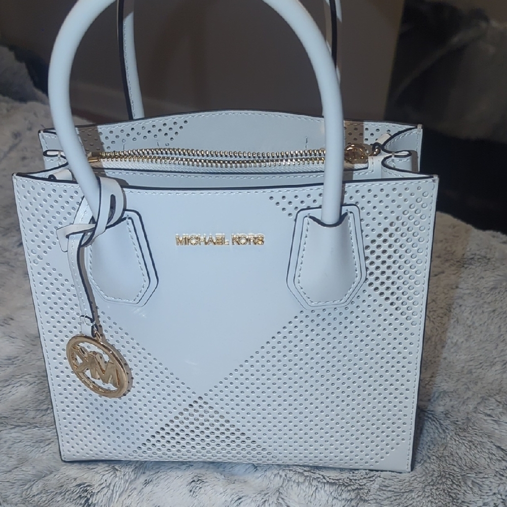 Michael Kors White Perforated Tote Bag